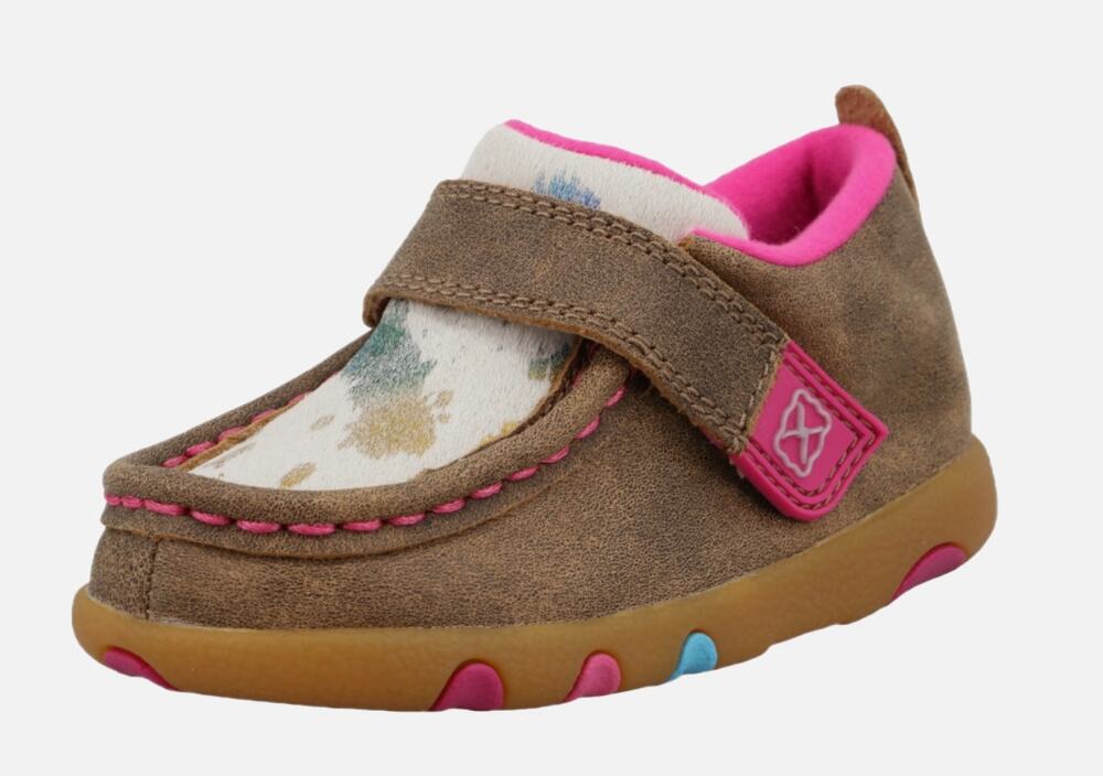 TWISTED X Toddler Driving Moc Bomber Multi/Pink Casual Shoes sz 7 EUC